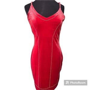 NWT Emma and Posh red velvet beaded bodycon dress size medium.